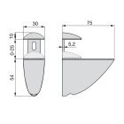 Bodenträger Azor für Holz- und Glasregalböden Nickel, matt