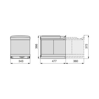 Abfalleimer 2 x 16 Liter ausziehbar EMUCA